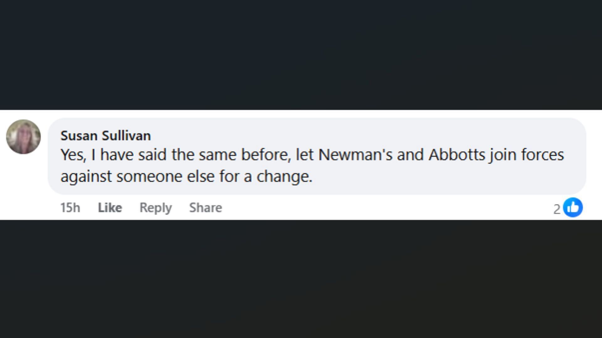A post made by a fan, saying that the Newmans and the Abbotts should join forces (Image via Facebook/The Young and the Restless)